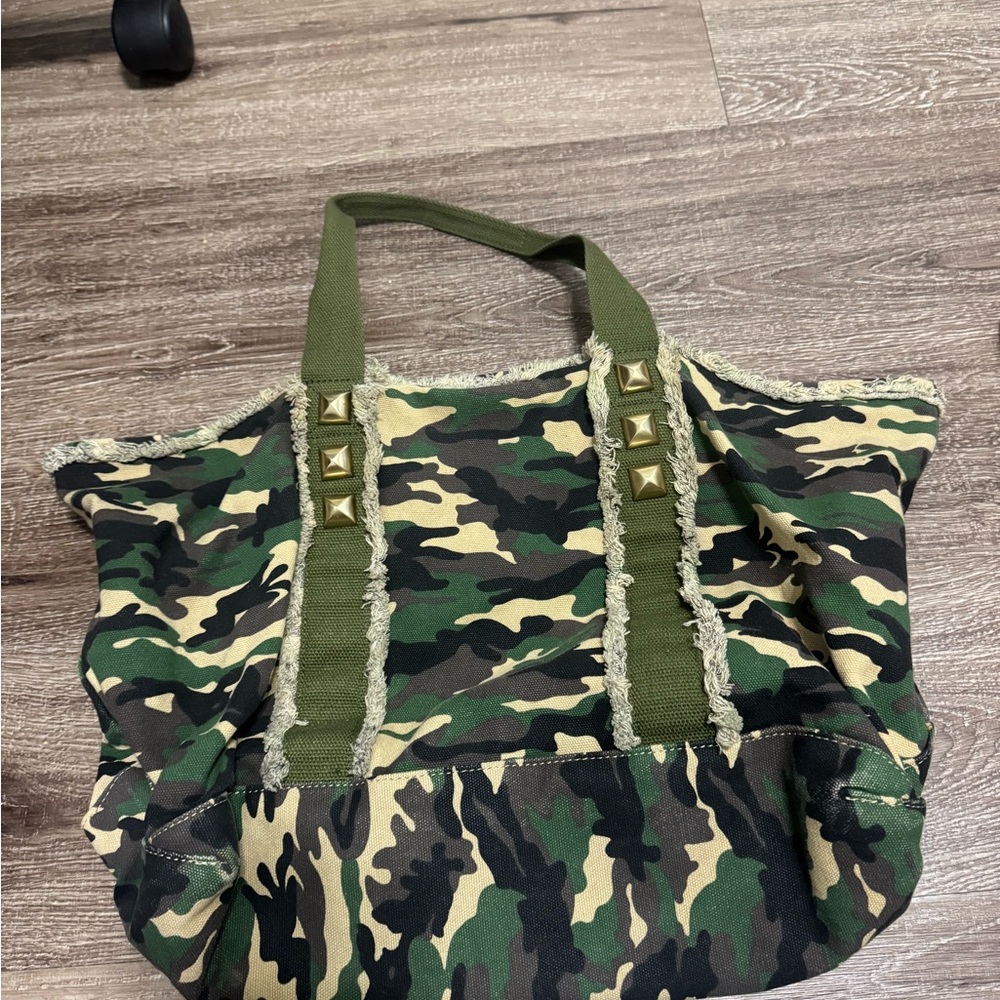 Steve Madden Camouflage Tote with Gold Studs